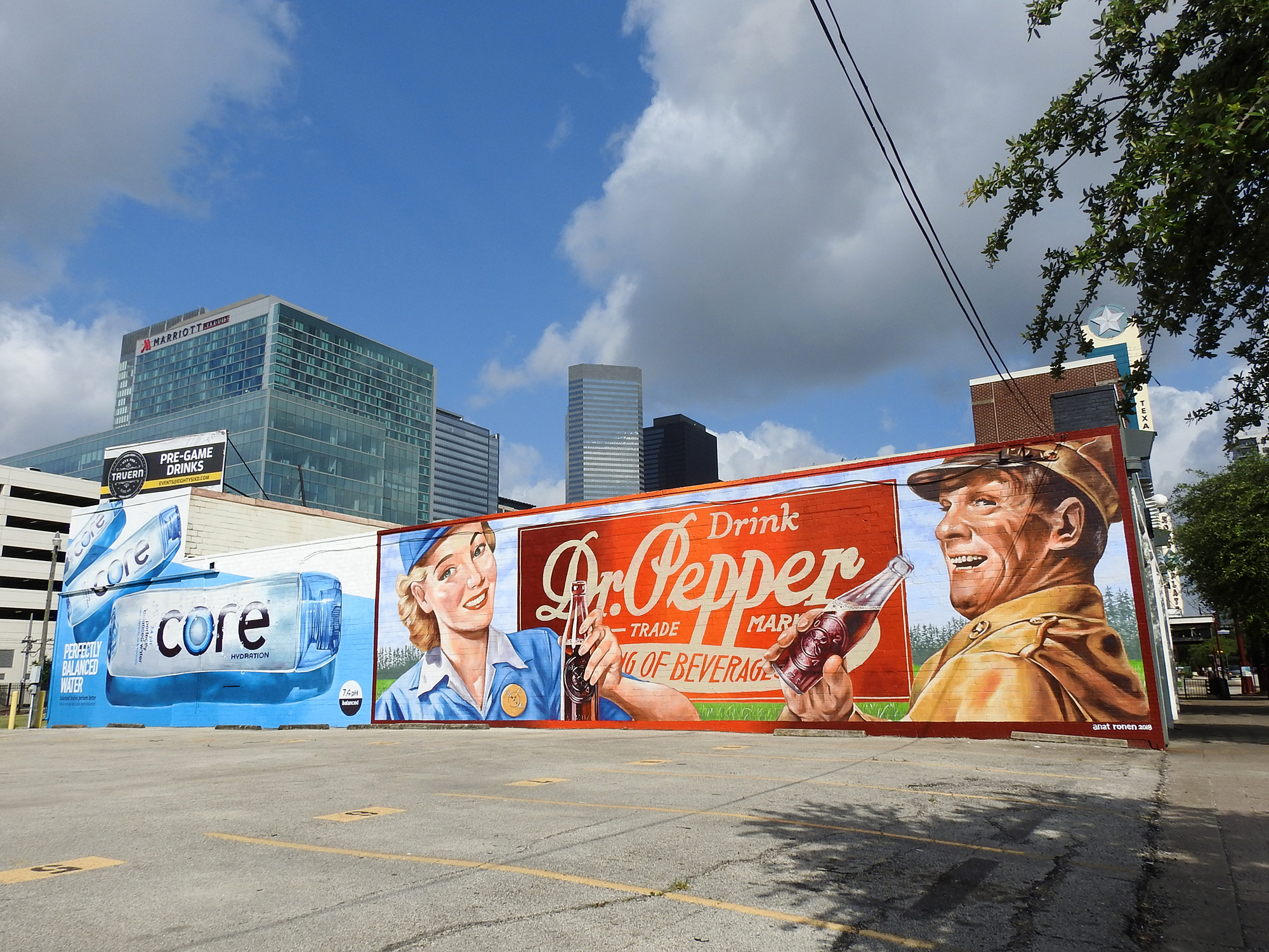 Dr Pepper – Core mural (painted over) – HTX Fan Tavern